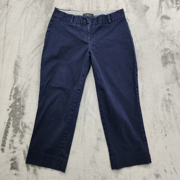 Talbots Pants Womens 4P PETITE Blue Curvy Straight Leg Crop Chino Stretch Casual - Picture 1 of 11